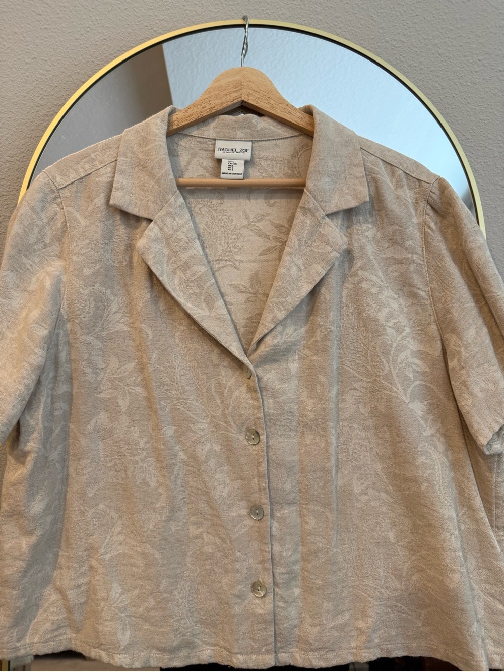 Rachel Zoe Taupe Floral Jacquard Button-Down Shirt